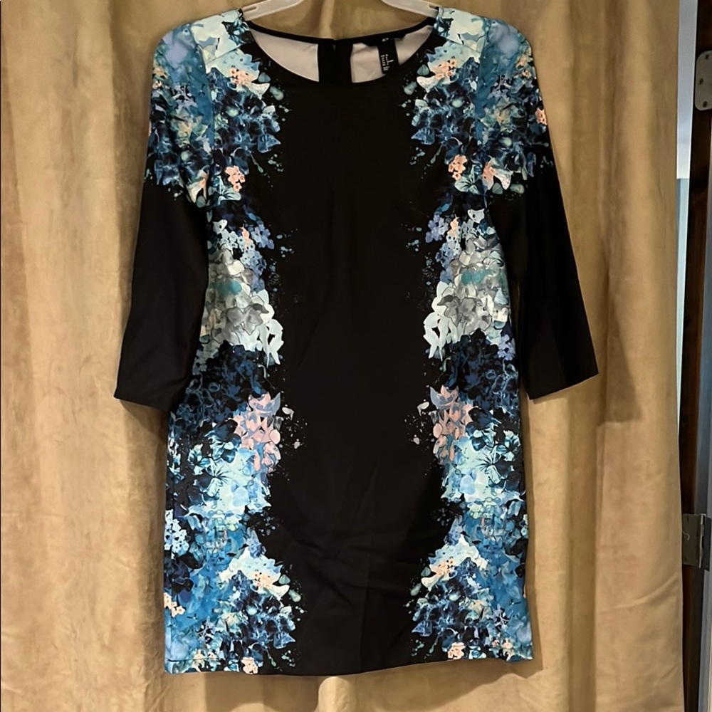 H&M Black and Blue Floral Mini Dress